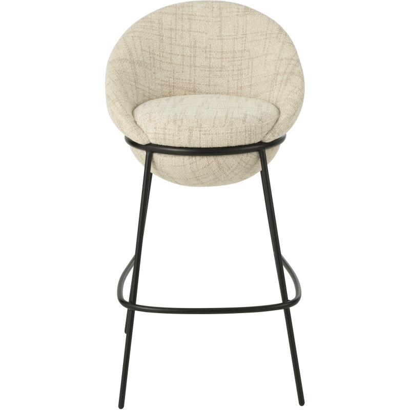 Tabouret de bar moderne boule en Tissu Beige Métal Noir Jopal - 2