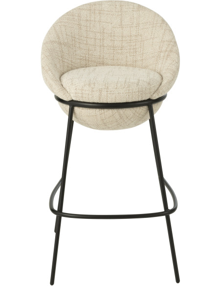 Tabouret de bar moderne boule en Tissu Beige Métal Noir Jopal - 2