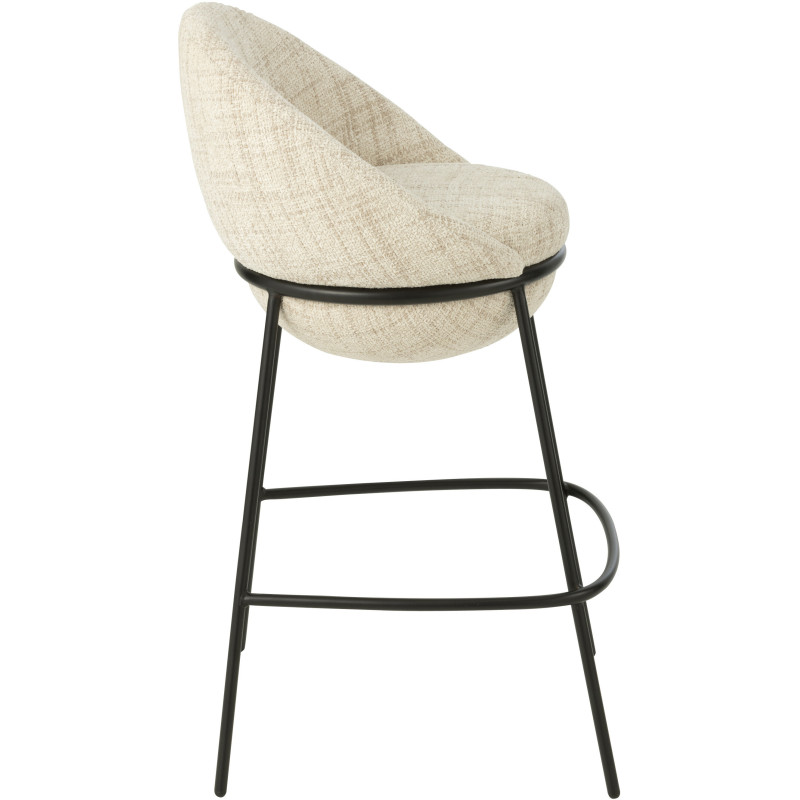 Tabouret de bar moderne boule en Tissu Beige Métal Noir Jopal - 3