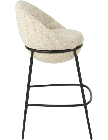 Tabouret de bar moderne boule en Tissu Beige Métal Noir Jopal - 3
