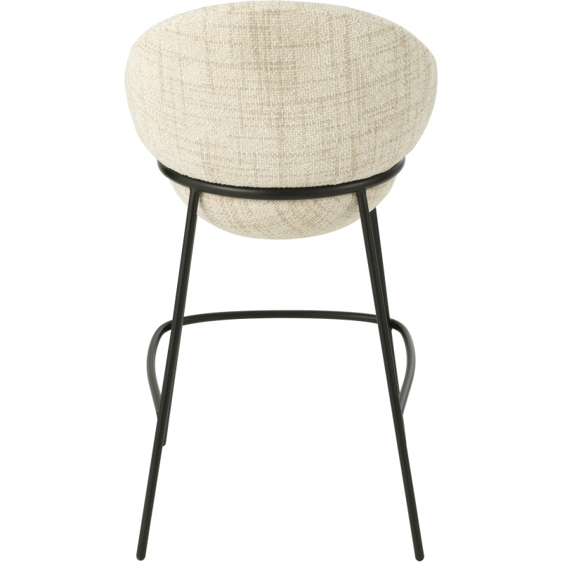 Tabouret de bar moderne boule en Tissu Beige Métal Noir Jopal - 4