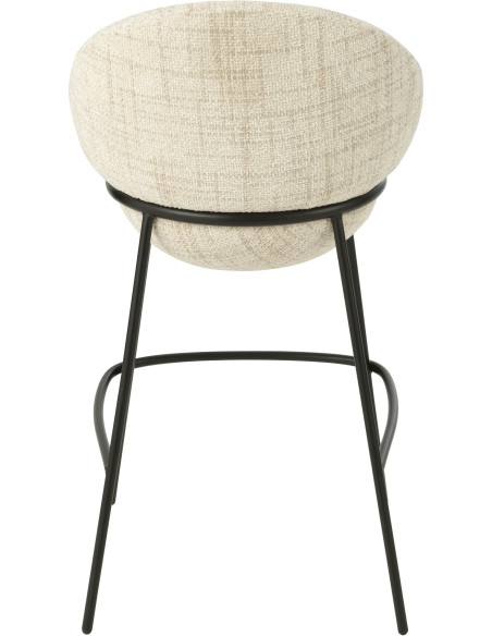 Tabouret de bar moderne boule en Tissu Beige Métal Noir Jopal - 4