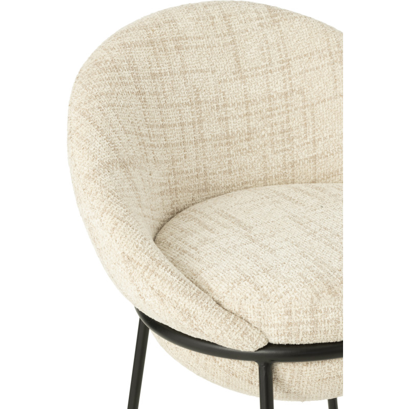 Tabouret de bar moderne boule en Tissu Beige Métal Noir Jopal - 6