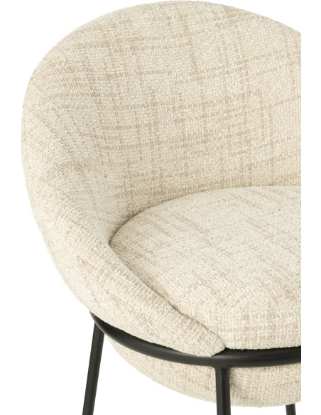 Tabouret de bar moderne boule en Tissu Beige Métal Noir Jopal - 6