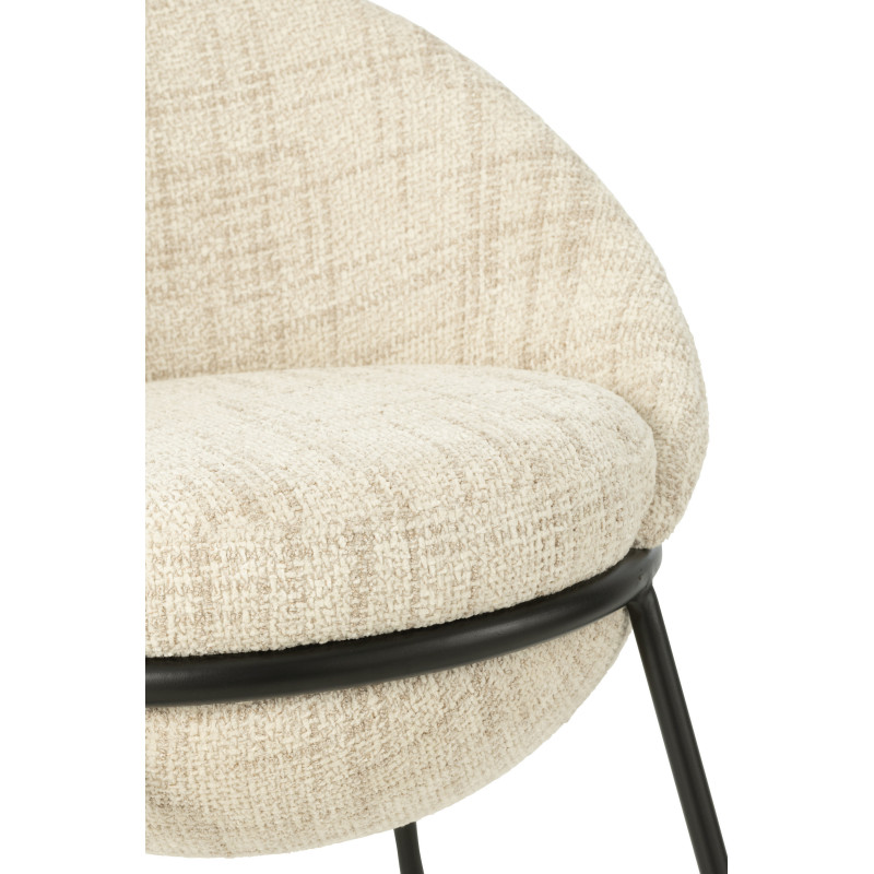 Tabouret de bar moderne boule en Tissu Beige Métal Noir Jopal - 7