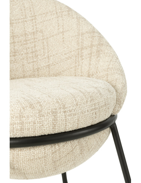 Tabouret de bar moderne boule en Tissu Beige Métal Noir Jopal - 7