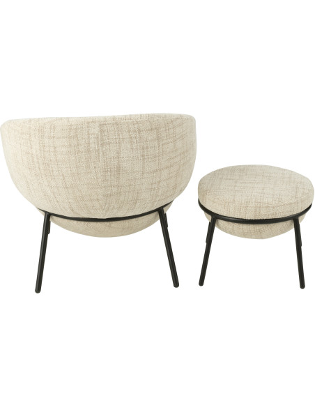 Fauteuil moderne boule avec repose-pieds en Tissu Beige Métal Noir Jopal - 5