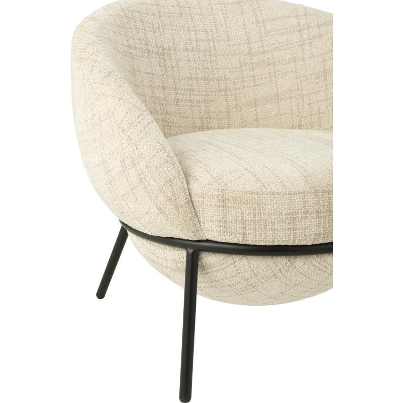 Fauteuil moderne boule avec repose-pieds en Tissu Beige Métal Noir Jopal - 6