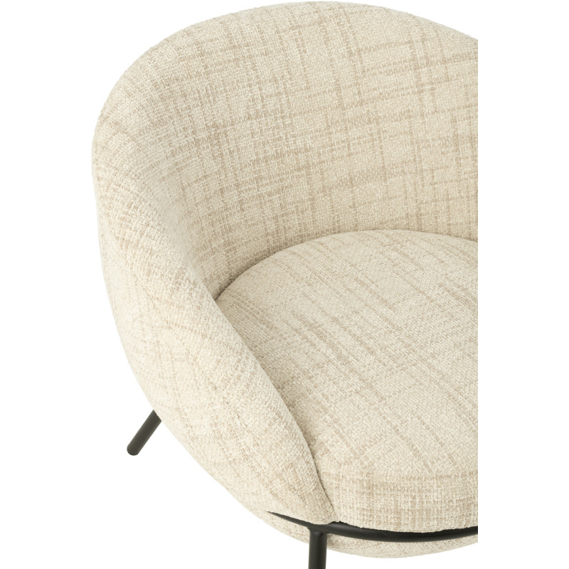 Fauteuil moderne boule avec repose-pieds en Tissu Beige Métal Noir Jopal - 7