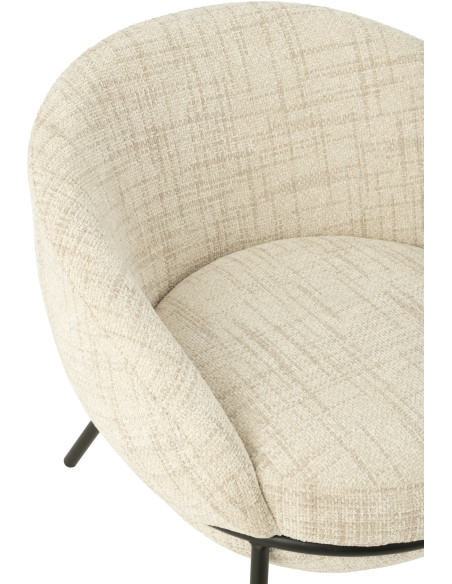 Fauteuil moderne boule avec repose-pieds en Tissu Beige Métal Noir Jopal - 7