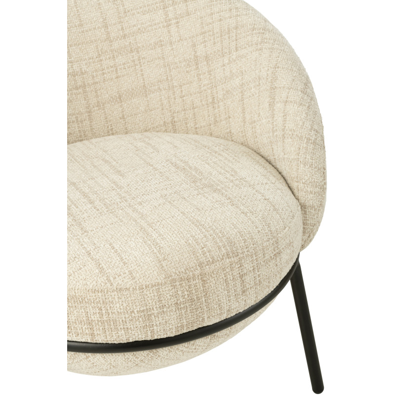 Fauteuil moderne boule avec repose-pieds en Tissu Beige Métal Noir Jopal - 8