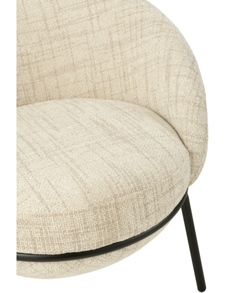 Fauteuil moderne boule avec repose-pieds en Tissu Beige Métal Noir Jopal - 8