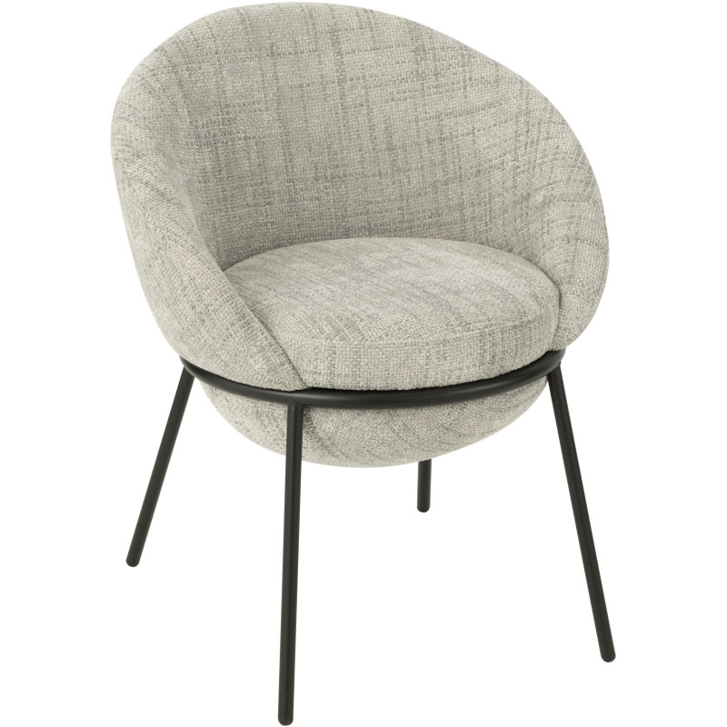 Fauteuil de table moderne boule en Tissu Gris Métal Noir Jopal - 1