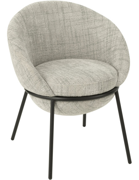 Fauteuil de table moderne boule en Tissu Gris Métal Noir Jopal - 1