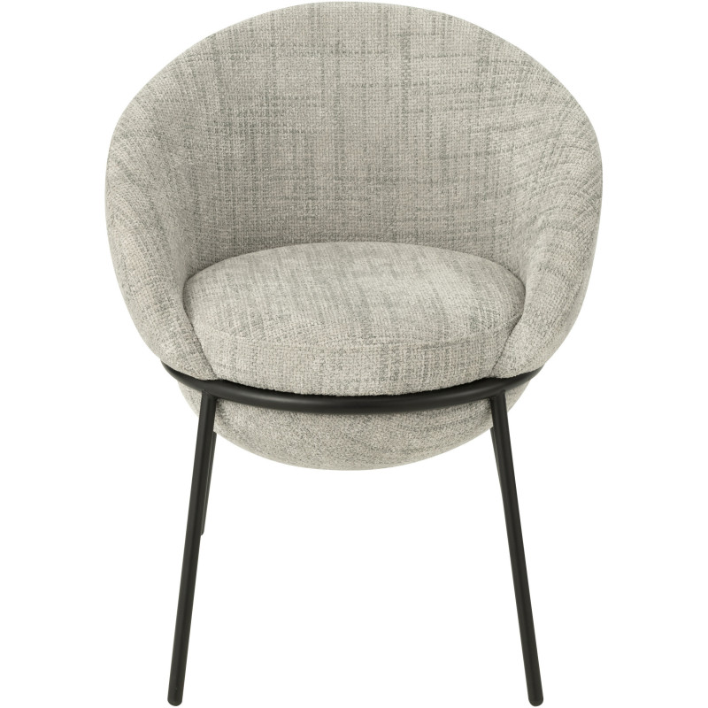 Fauteuil de table moderne boule en Tissu Gris Métal Noir Jopal - 2