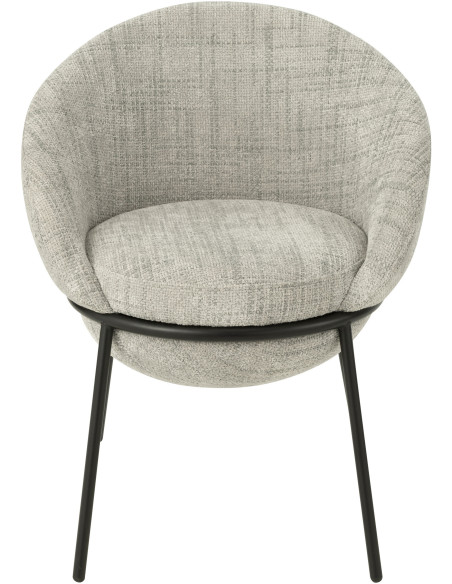 Fauteuil de table moderne boule en Tissu Gris Métal Noir Jopal - 2
