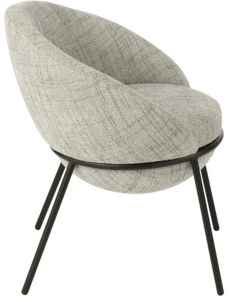 Fauteuil de table moderne boule en Tissu Gris Métal Noir Jopal - 3