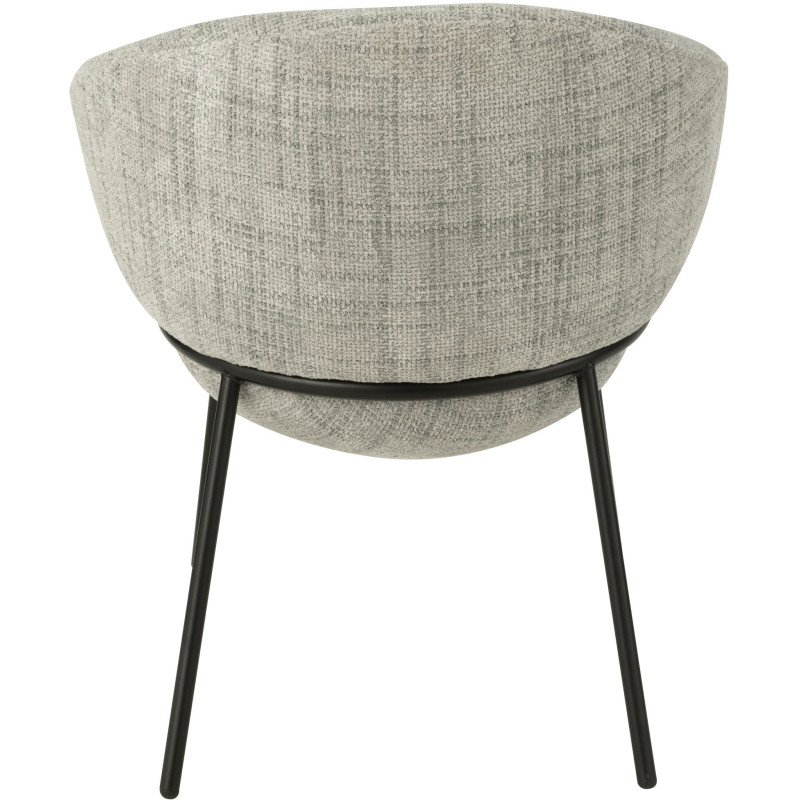Fauteuil de table moderne boule en Tissu Gris Métal Noir Jopal - 4