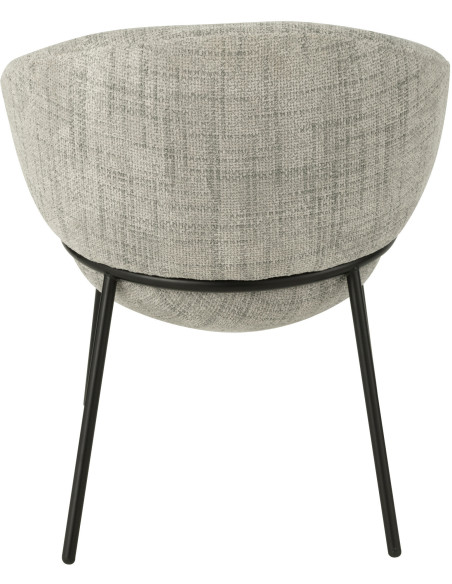 Fauteuil de table moderne boule en Tissu Gris Métal Noir Jopal - 4