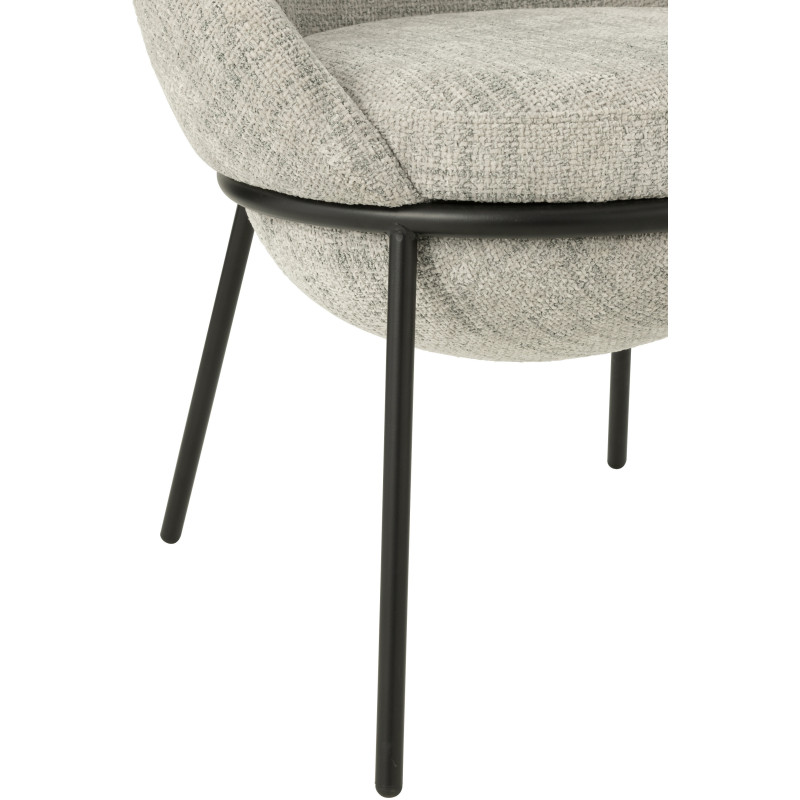 Fauteuil de table moderne boule en Tissu Gris Métal Noir Jopal - 5