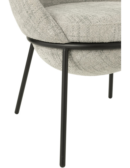 Fauteuil de table moderne boule en Tissu Gris Métal Noir Jopal - 5