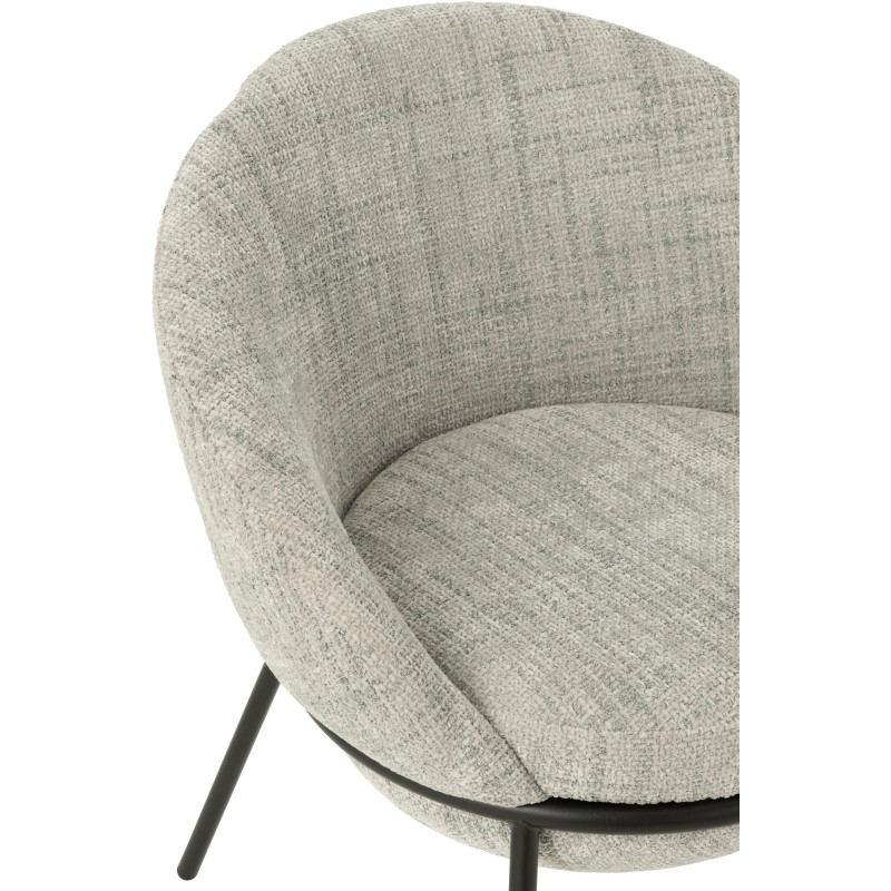 Fauteuil de table moderne boule en Tissu Gris Métal Noir Jopal - 6