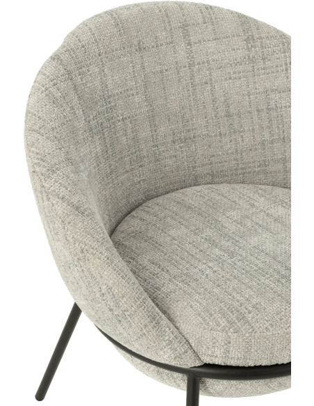 Fauteuil de table moderne boule en Tissu Gris Métal Noir Jopal - 6