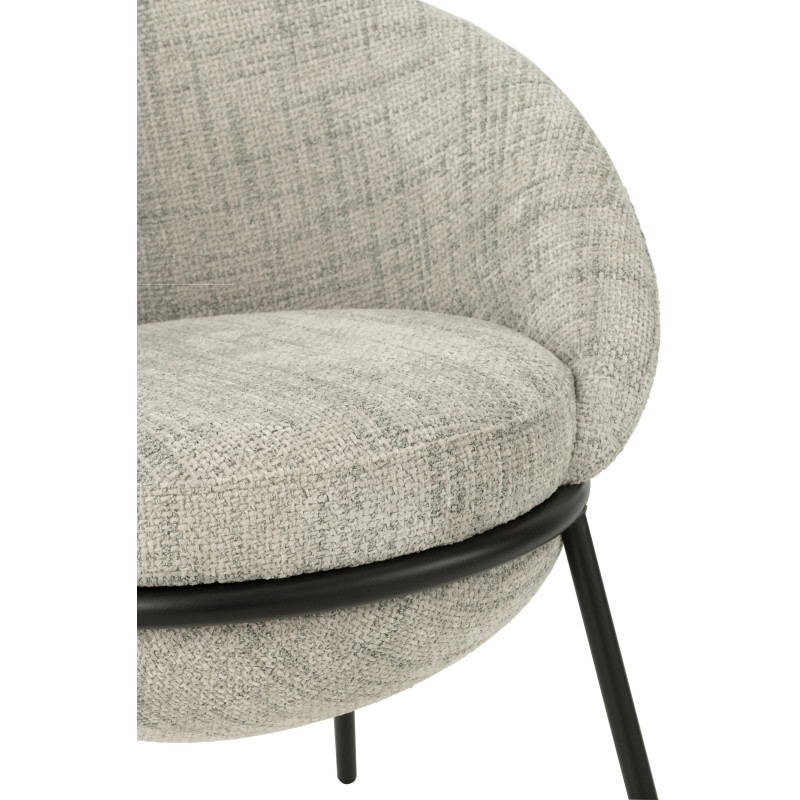 Fauteuil de table moderne boule en Tissu Gris Métal Noir Jopal - 7