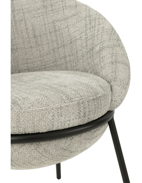 Fauteuil de table moderne boule en Tissu Gris Métal Noir Jopal - 7