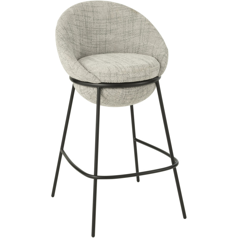 Tabouret de bar moderne boule en Tissu Gris Métal Noir Jopal - 1