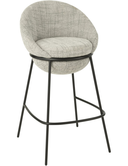 Tabouret de bar moderne boule en Tissu Gris Métal Noir Jopal - 1