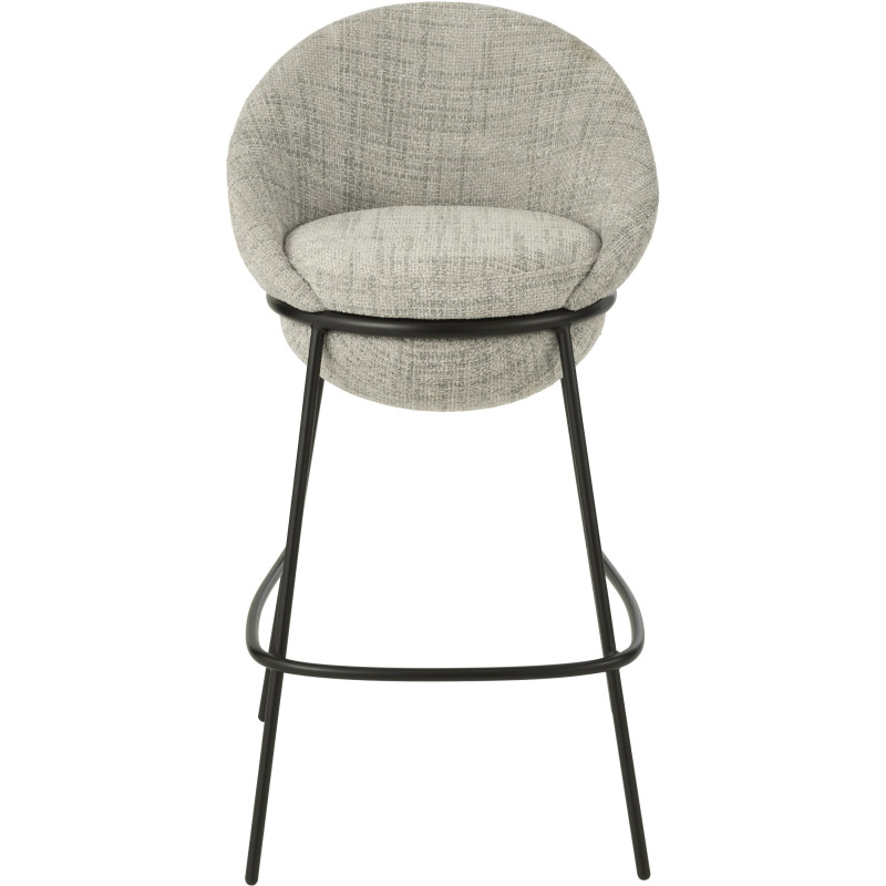 Tabouret de bar moderne boule en Tissu Gris Métal Noir Jopal - 2