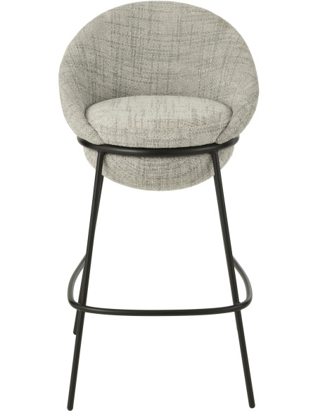 Tabouret de bar moderne boule en Tissu Gris Métal Noir Jopal - 2