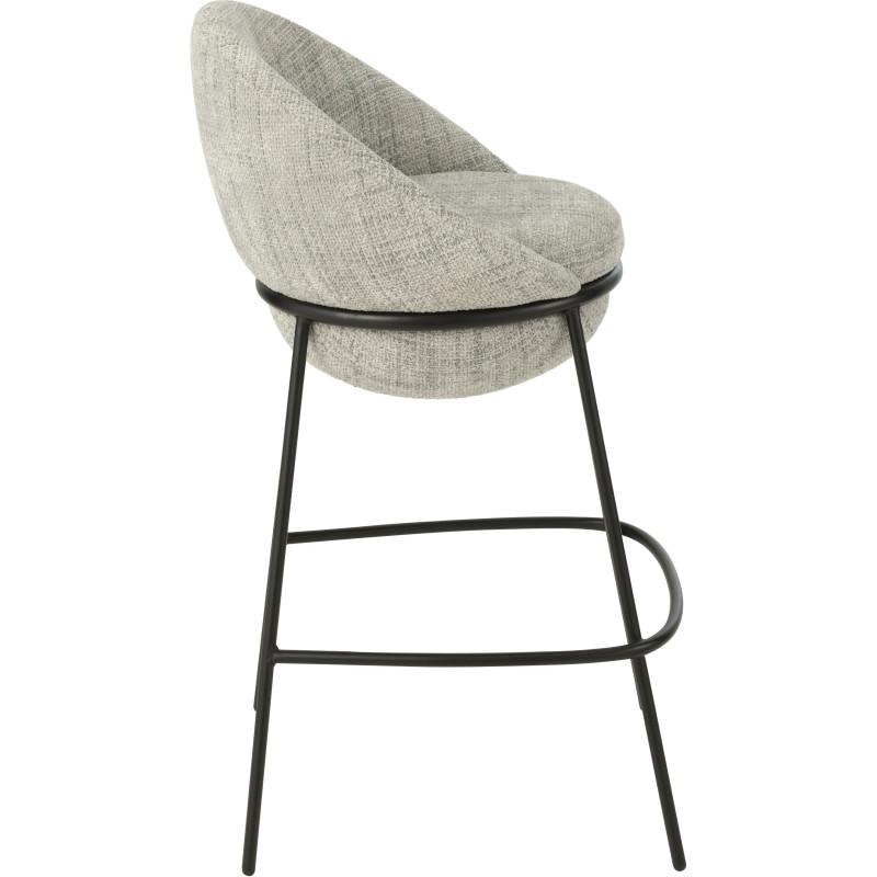 Tabouret de bar moderne boule en Tissu Gris Métal Noir Jopal - 3