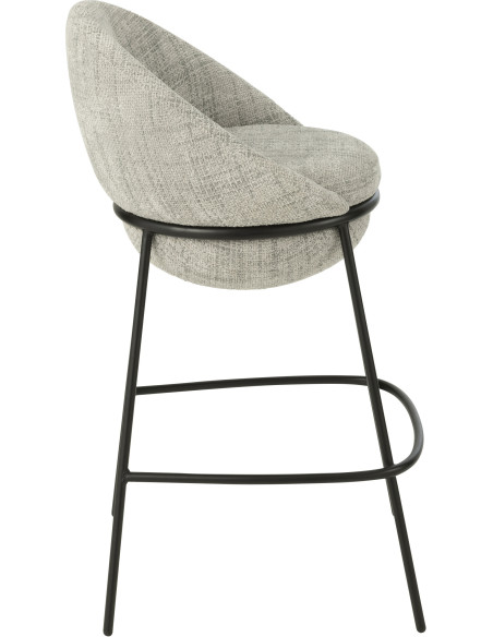 Tabouret de bar moderne boule en Tissu Gris Métal Noir Jopal - 3