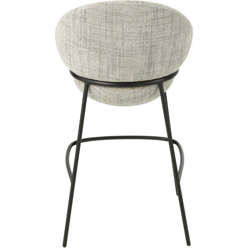 Tabouret de bar moderne boule en Tissu Gris Métal Noir Jopal - 4