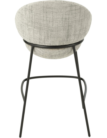 Tabouret de bar moderne boule en Tissu Gris Métal Noir Jopal - 4