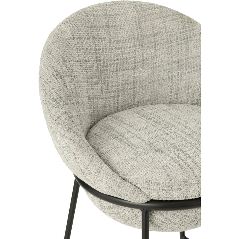 Tabouret de bar moderne boule en Tissu Gris Métal Noir Jopal - 6