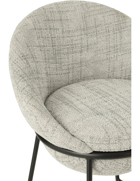 Tabouret de bar moderne boule en Tissu Gris Métal Noir Jopal - 6