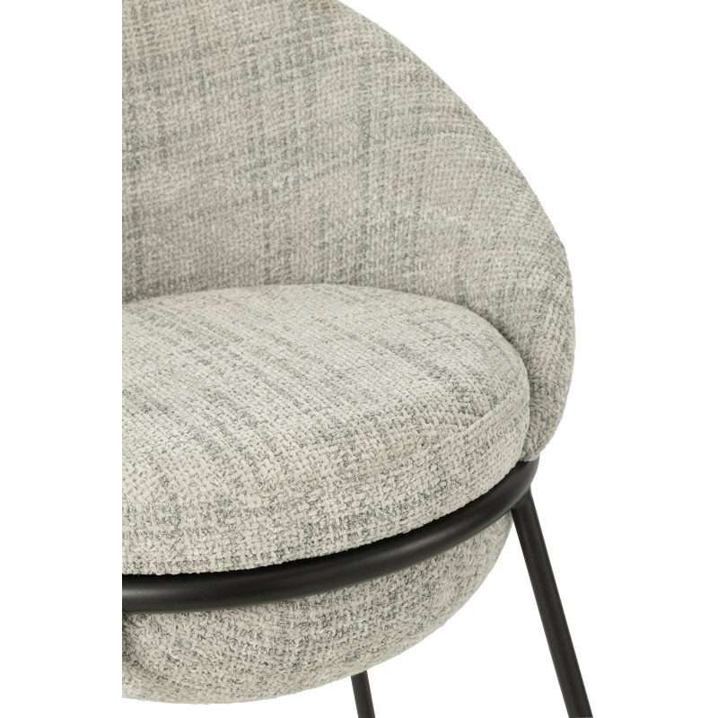 Tabouret de bar moderne boule en Tissu Gris Métal Noir Jopal - 7