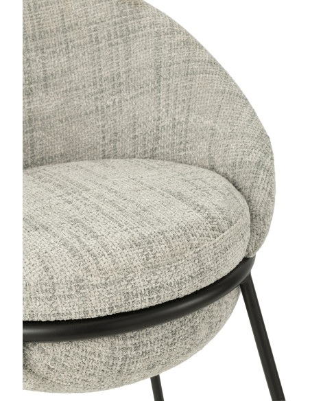 Tabouret de bar moderne boule en Tissu Gris Métal Noir Jopal - 7