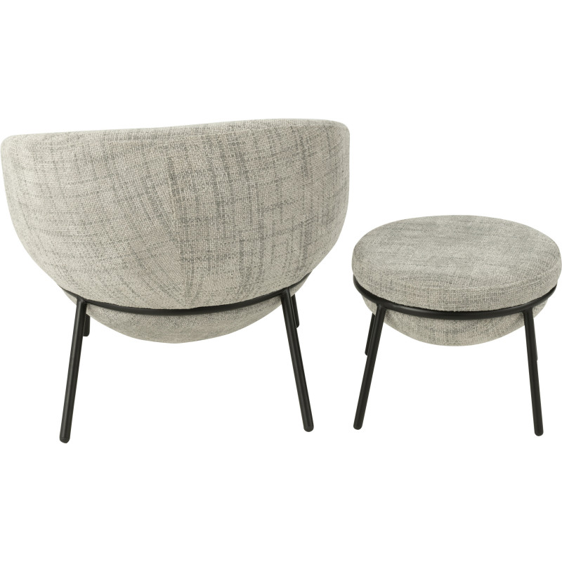 Fauteuil moderne boule avec repose-pieds en Tissu Gris Métal Noir Jopal - 4