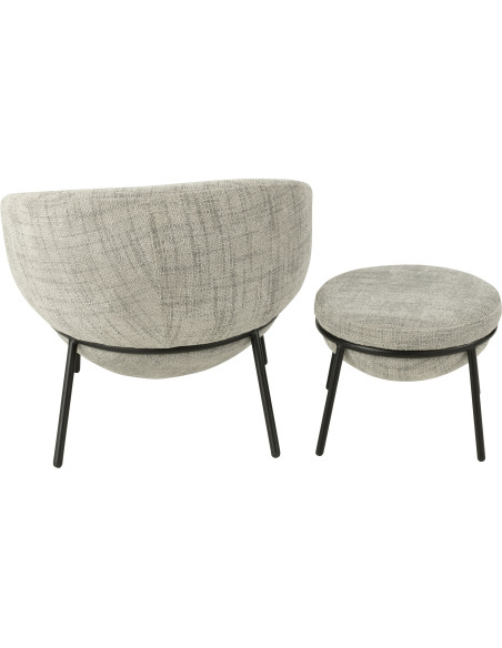 Fauteuil moderne boule avec repose-pieds en Tissu Gris Métal Noir Jopal - 4