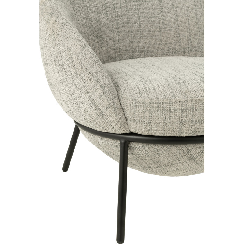 Fauteuil moderne boule avec repose-pieds en Tissu Gris Métal Noir Jopal - 5