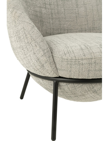 Fauteuil moderne boule avec repose-pieds en Tissu Gris Métal Noir Jopal - 5