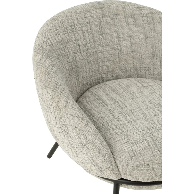 Fauteuil moderne boule avec repose-pieds en Tissu Gris Métal Noir Jopal - 6