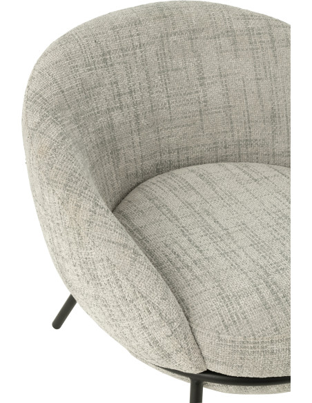 Fauteuil moderne boule avec repose-pieds en Tissu Gris Métal Noir Jopal - 6