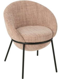 Fauteuil de table moderne boule en Tissu Rose clair Métal Noir Jopal - 1