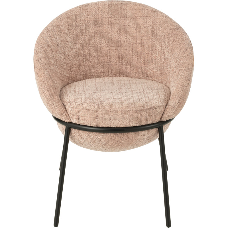 Fauteuil de table moderne boule en Tissu Rose clair Métal Noir Jopal - 3