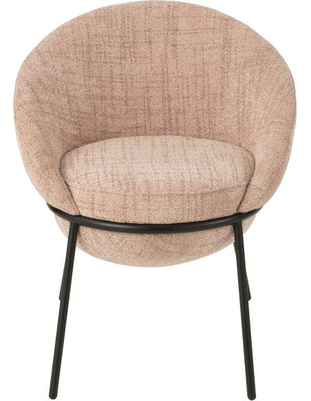 Fauteuil de table moderne boule en Tissu Rose clair Métal Noir Jopal - 3